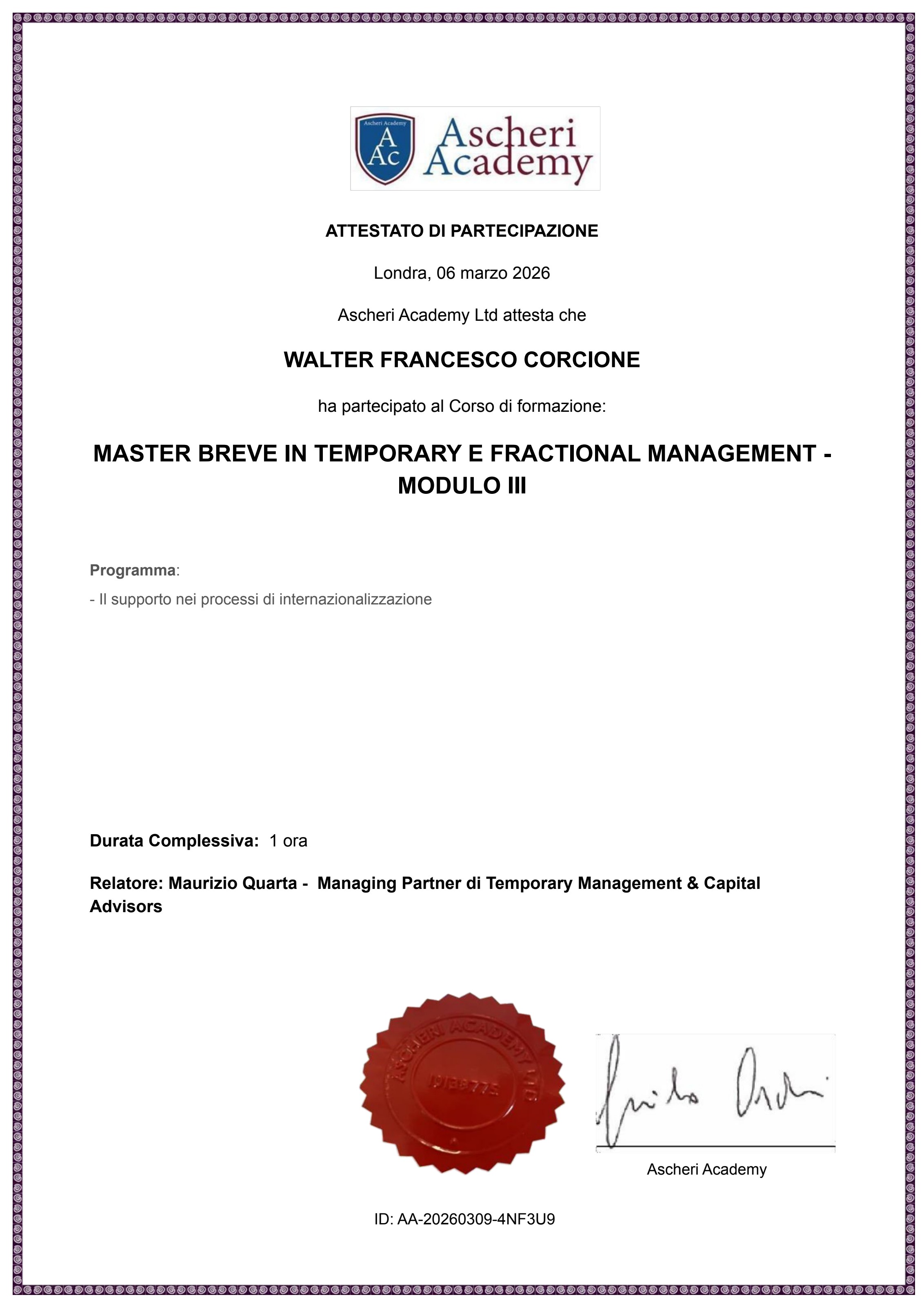 Temporary & Fractional Management · Modulo III