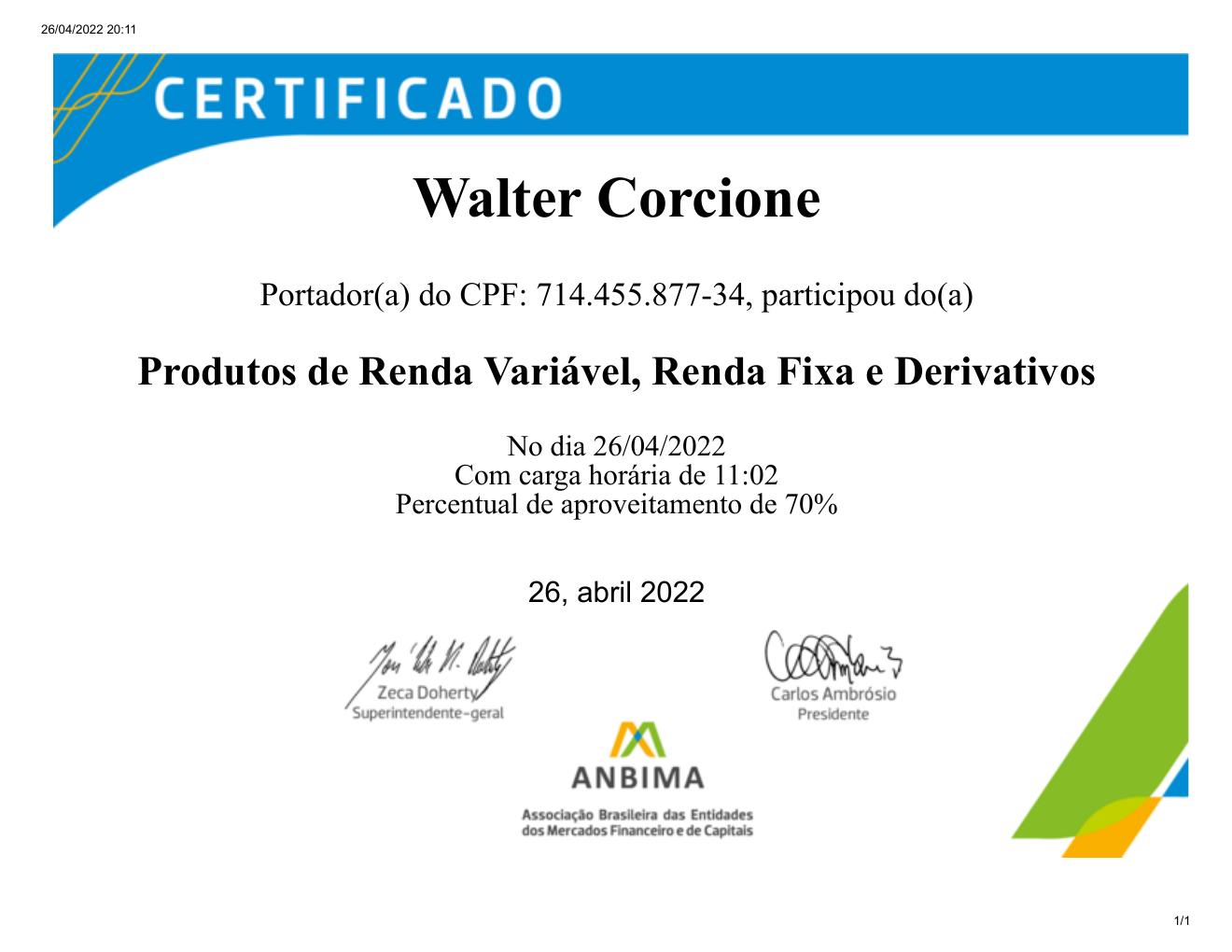 Produtos de Renda Variável, Renda Fixa e Derivativos